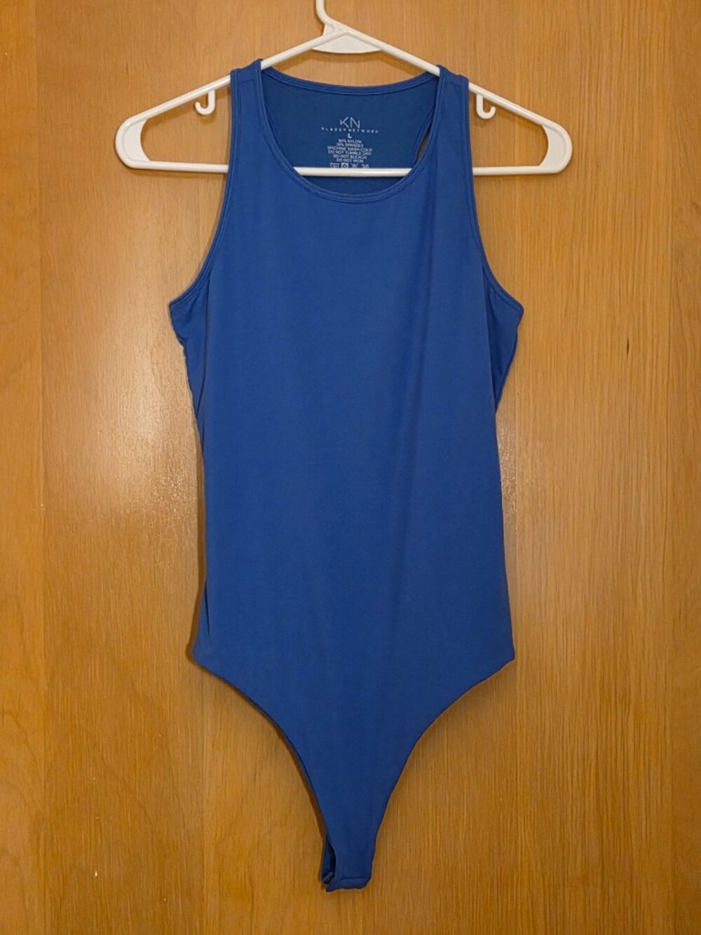 Klassy Network KN Sleeveless Bodysuit Size L Royal Cobalt Blue Razorback Stretch